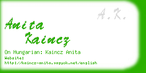 anita kaincz business card